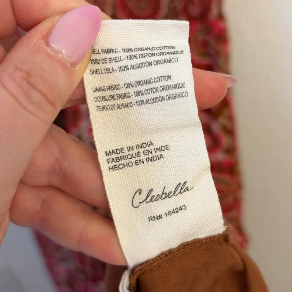 Cleobella Zahara Ankle Dress M Maxi Organic Cotton Paisley Resort Boho Vacation - Picture 10 of 12